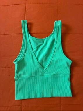 lululemon athletica Mint Green Ribbed V-Neck Sports Bra